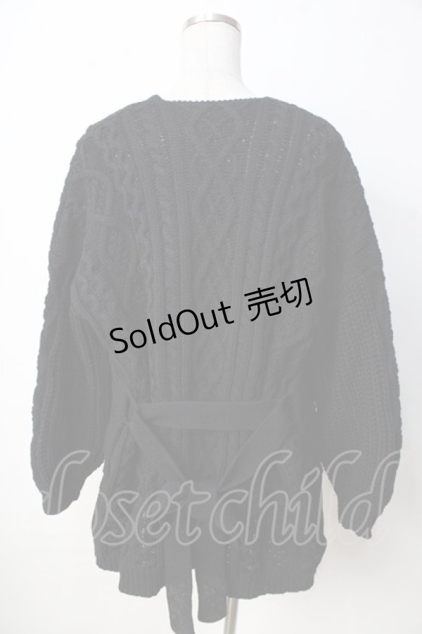 画像2: axes femme / 編みニットコーディガン M 黒 Y-25-09-22-098-AX-TO-SZ-ZY (2)