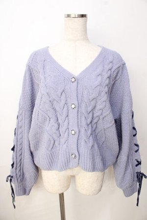 画像: axes femme / モールヤーンニットカーデ F サックス Y-25-09-22-100-AX-TO-SZ-ZY