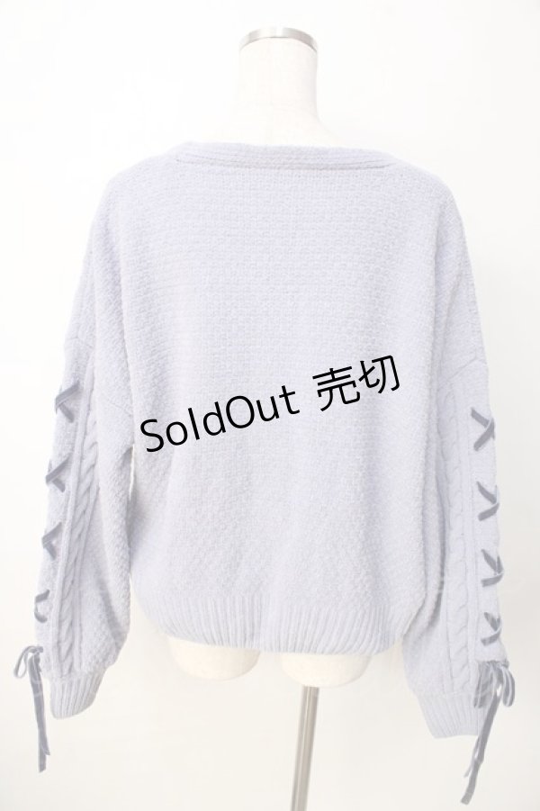 画像2: axes femme / モールヤーンニットカーデ F サックス Y-25-09-22-100-AX-TO-SZ-ZI (2)