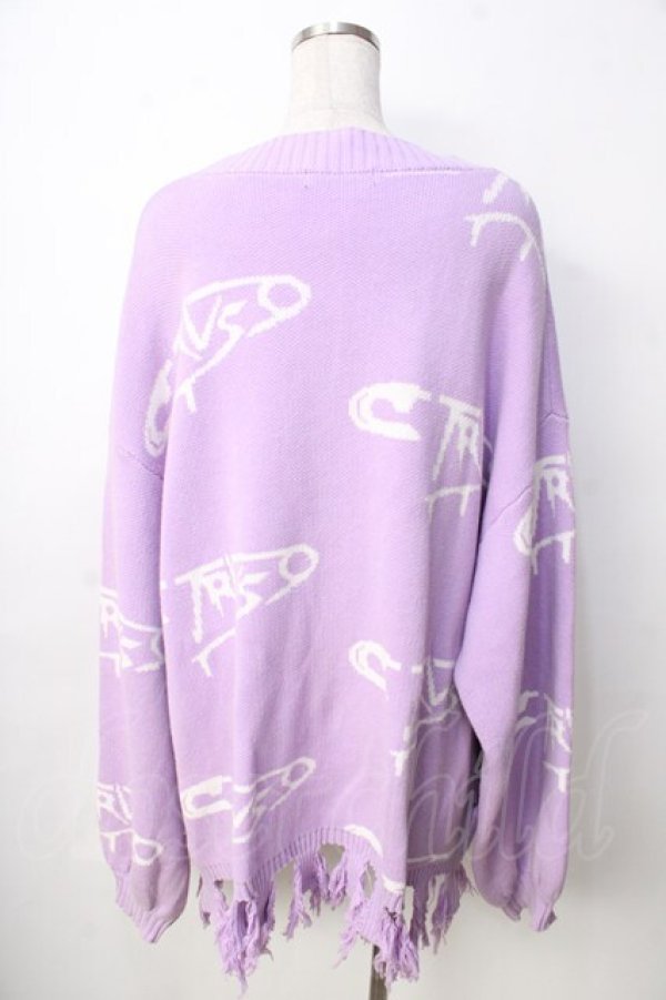 画像2: TRAVAS TOKYO / Safety pinニットカーディガン  ラベンダー Y-25-09-22-103-PU-TO-SZ-ZY (2)