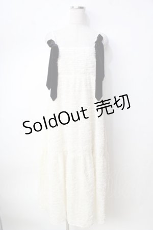 画像: axes femme / リボン付ジャガードワンピース F 生成り Y-25-09-22-104-AX-OP-SZ-ZI