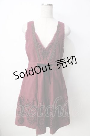 画像: axes femme / 先染めパネルフロッキーワンピース M ワイン Y-25-09-22-105-AX-OP-SZ-ZI