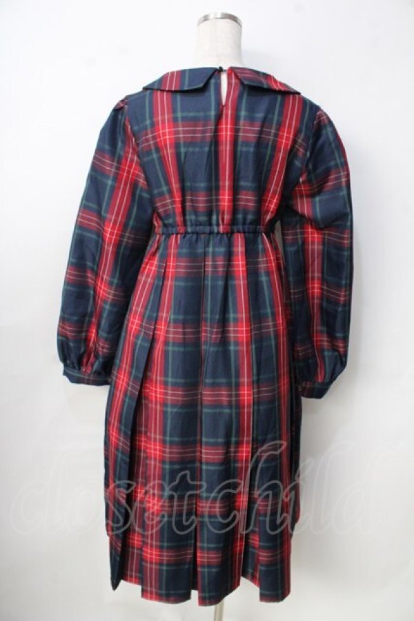 画像2: FLC / 皆方由衣コラボ MINA*タータンチェックワンピース M 紺 Y-25-09-22-114-LO-OP-SZ-ZY (2)