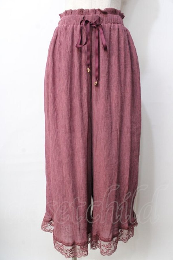 画像1: axes femme / 裾レース楊柳ワイドパンツ  ピンク Y-25-09-22-121-AX-PA-SZ-ZT011 (1)