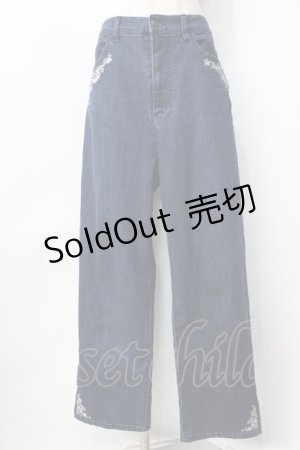 画像: axes femme / バラ刺繍カラーデニムパンツ  デニム Y-25-09-22-123-AX-PA-SZ-ZY