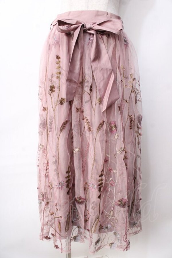 画像1: axes femme / ボタニカル刺繍スカート  ピンク Y-25-09-22-133-AX-SK-SZ-ZT162 (1)