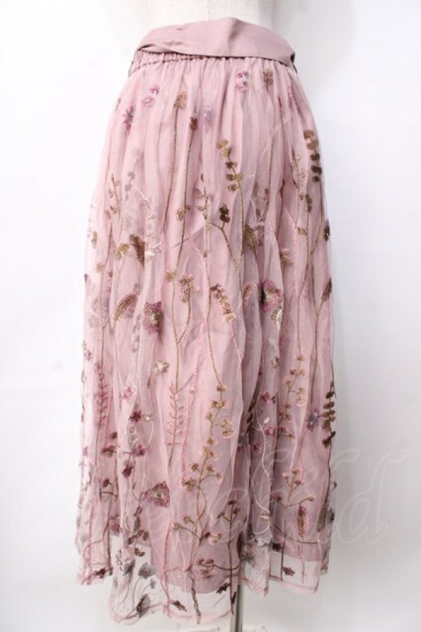 画像2: axes femme / ボタニカル刺繍スカート  ピンク Y-25-09-22-133-AX-SK-SZ-ZT162 (2)