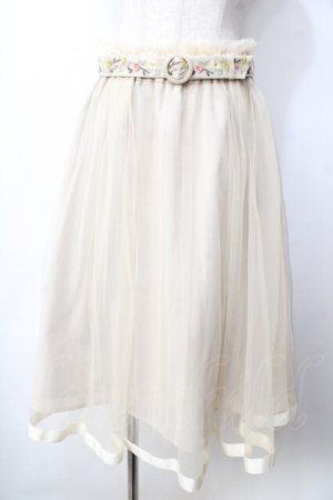 画像: Fi.n.t / フラワー刺繍ベルトチュールスカート  生成り Y-25-09-22-134-CA-PA-SZ-ZT195
