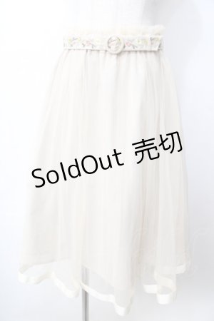 画像: 【SALE】Fi.n.t / フラワー刺繍ベルトチュールスカート  生成り Y-25-09-22-134-CA-PA-SZ-ZT195