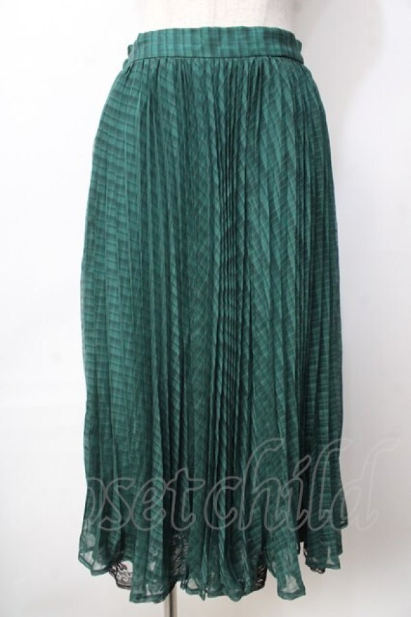画像1: axes femme / チェックプリーツスカート  グリーン Y-25-09-22-135-AX-SK-SZ-ZT010 (1)