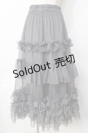 画像: axes femme / フリルチュールティアードスカート  グレー Y-25-09-22-136-AX-SK-SZ-ZY