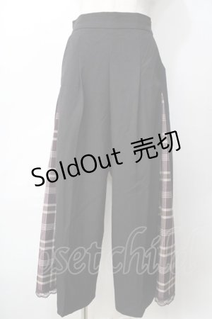 画像: axes femme / サイドチェックワイドパンツ  黒 Y-25-09-22-138-AX-PA-SZ-ZY