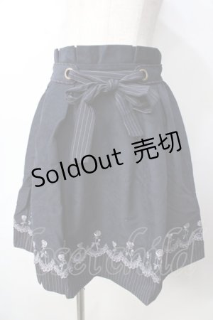 画像: axes femme POETIQUE / ローズ刺繍スカラップスカート  紺 Y-25-09-22-142-AX-SK-SZ-ZI