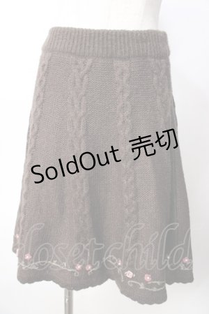 画像: axes femme / プチバラ使いニットスカート  ブラウン Y-25-09-22-150-AX-SK-SZ-ZY