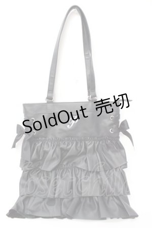 画像: axes femme POETIQUE / 合皮フリルトートバック  黒 Y-25-09-22-021-AX-BG-SZ-ZY