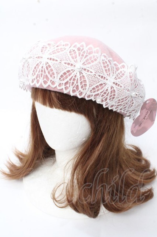 画像1: m petit by misako / TT*AMレースBベレー  中桃 Y-25-09-22-026-LO-AC-SZ-ZT-K016 (1)