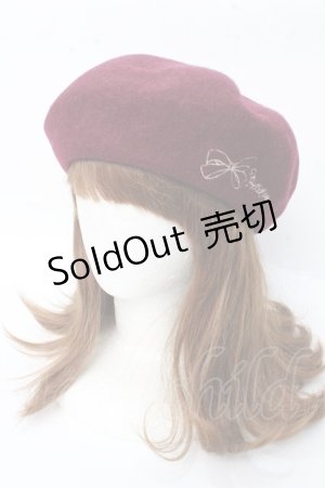 画像: axes femme POETIQUE / リボン刺繍フェルトベレー  ワイン Y-25-09-22-028-AX-AC-SZ-ZT1008Y