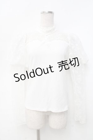 画像: evelyn / レースパフスリーブカットソー  白 Y-25-09-25-043-LO-TO-SZ-ZT285