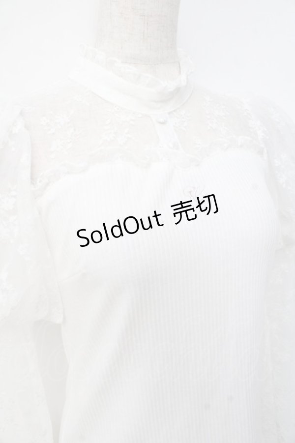 画像3: evelyn / レースパフスリーブカットソー  白 Y-25-09-25-043-LO-TO-SZ-ZT285 (3)