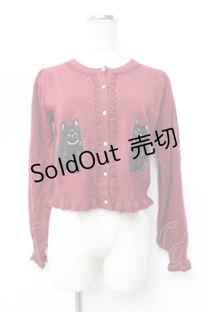 画像: axes femme kawaii / 猫会ニットカーデ M ワイン Y-25-09-25-050-AX-TO-SZ-ZY