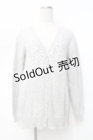 画像: axes femme / リボン刺繍カーディガン M グレー Y-25-09-25-051-AX-TO-SZ-ZI