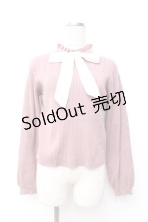 画像: axes femme POETIQUE / リボン付きニットプルオーバー  ピンク Y-25-09-25-056-AX-TO-SZ-ZI