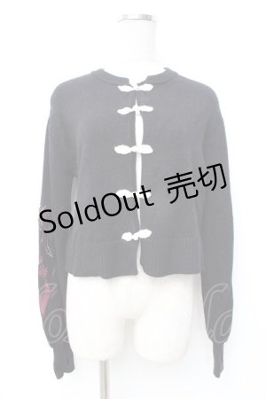 画像: axes femme / タッセル刺繍チャイナ風カーディガン  黒 Y-25-09-25-058-AX-TO-SZ-ZI