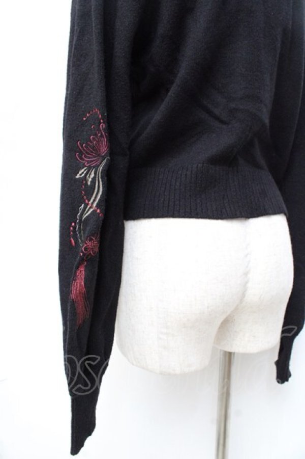 画像2: axes femme / タッセル刺繍チャイナ風カーディガン  黒 Y-25-09-25-058-AX-TO-SZ-ZI (2)