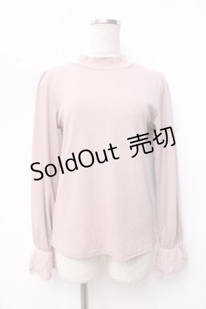 画像: axes femme / レース×チュール袖プルオーバー  ピンク Y-25-09-25-064-AX-TO-SZ-ZI