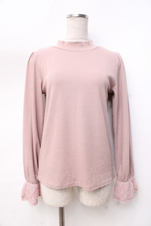 画像1: axes femme / レース×チュール袖プルオーバー  ピンク Y-25-09-25-064-AX-TO-SZ-ZI (1)