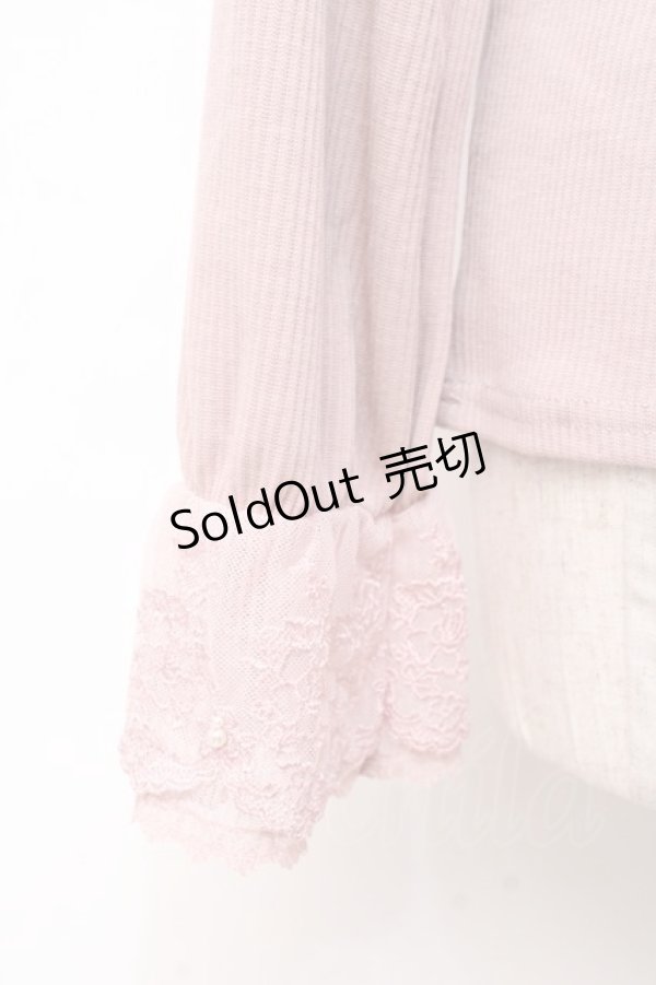画像3: axes femme / レース×チュール袖プルオーバー  ピンク Y-25-09-25-064-AX-TO-SZ-ZI (3)