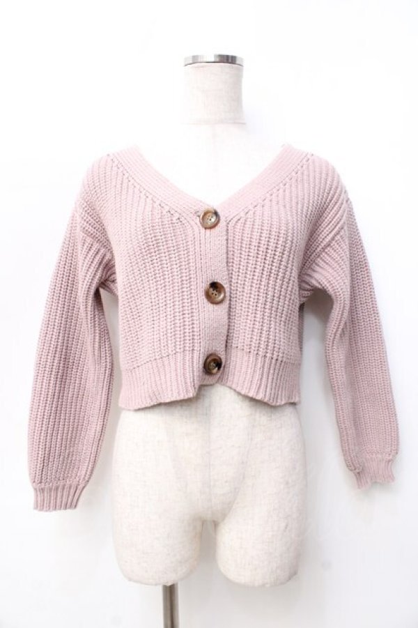 画像1: evelyn / ローゲージカーディガン  ピンク Y-25-09-25-065-LO-TO-SZ-ZY (1)