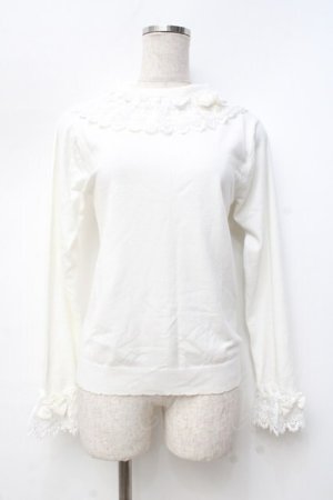 画像: axes femme kawaii / レーシーフリルニットプル  白 Y-25-09-25-066-AX-TO-SZ-ZI
