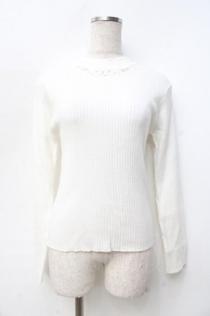 画像: axes femme / ランダムパールデザインニット  白 Y-25-09-25-067-AX-TO-SZ-ZY