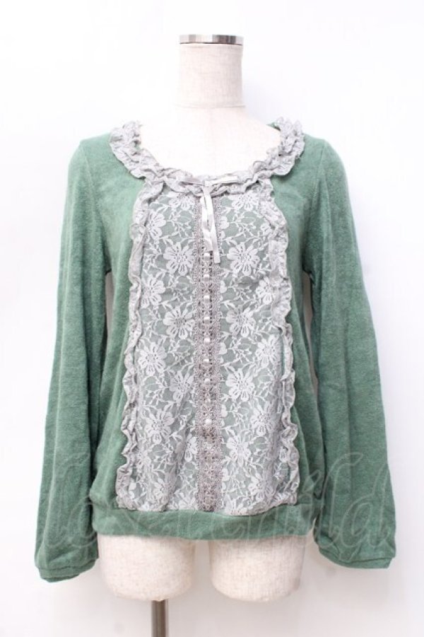 画像1: axes femme / 異素材切りかえプルオーバー M グリーン Y-25-09-25-069-AX-TO-SZ-ZI (1)