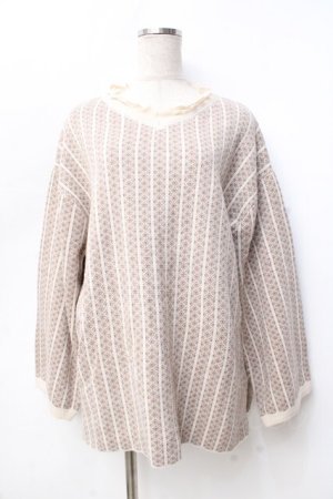 画像: axes femme / ジャガード柄ニット M ベージュ Y-25-09-25-071-AX-TO-SZ-ZI