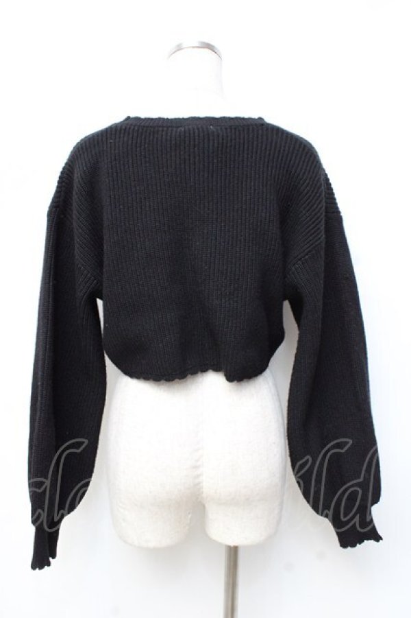 画像2: axes femme POETIQUE / リボンデザインショートカーディガン M 黒 Y-25-09-25-074-AX-TO-SZ-ZI (2)