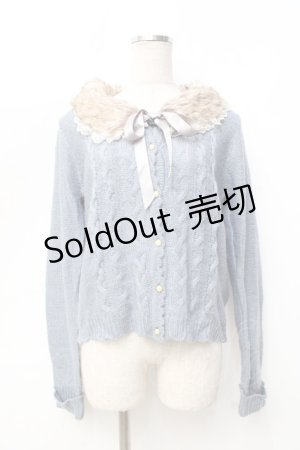 画像: axes femme / ファー付ケーブル編カーディガン M サックス Y-25-09-25-075-AX-TO-SZ-ZI