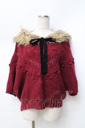 画像: axes femme / ファーカラーニットトップス M 赤 Y-25-09-25-077-AX-TO-SZ-ZI