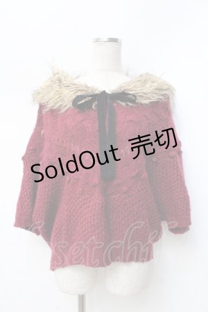 画像: axes femme / ファーカラーニットトップス M 赤 Y-25-09-25-077-AX-TO-SZ-ZI