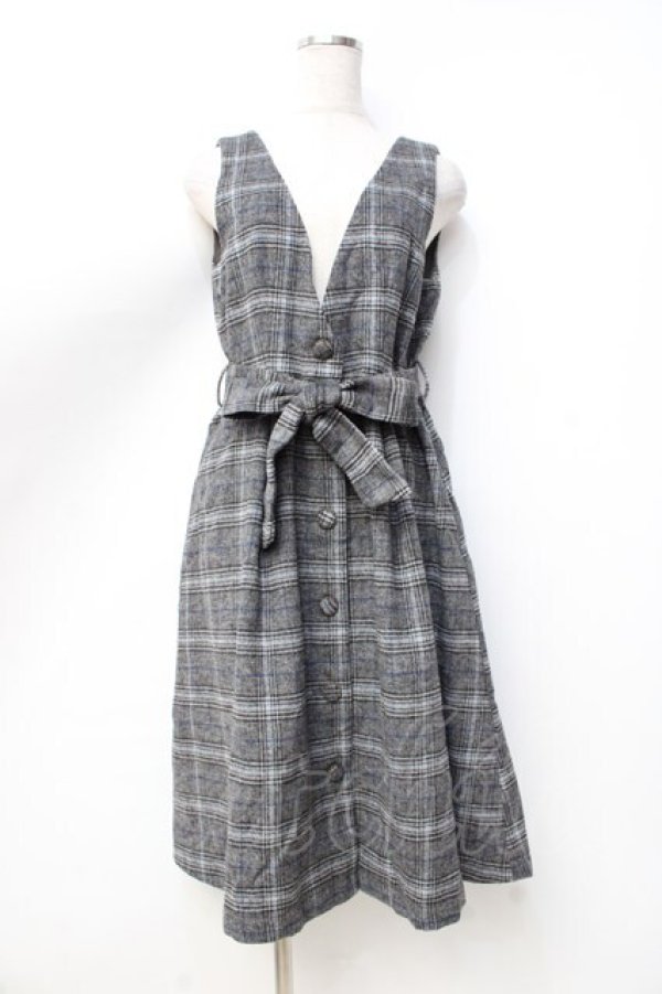 画像1: axes femme / シャギーチェックジャンスカ M グレー Y-25-09-25-081-AX-OP-SZ-ZI (1)