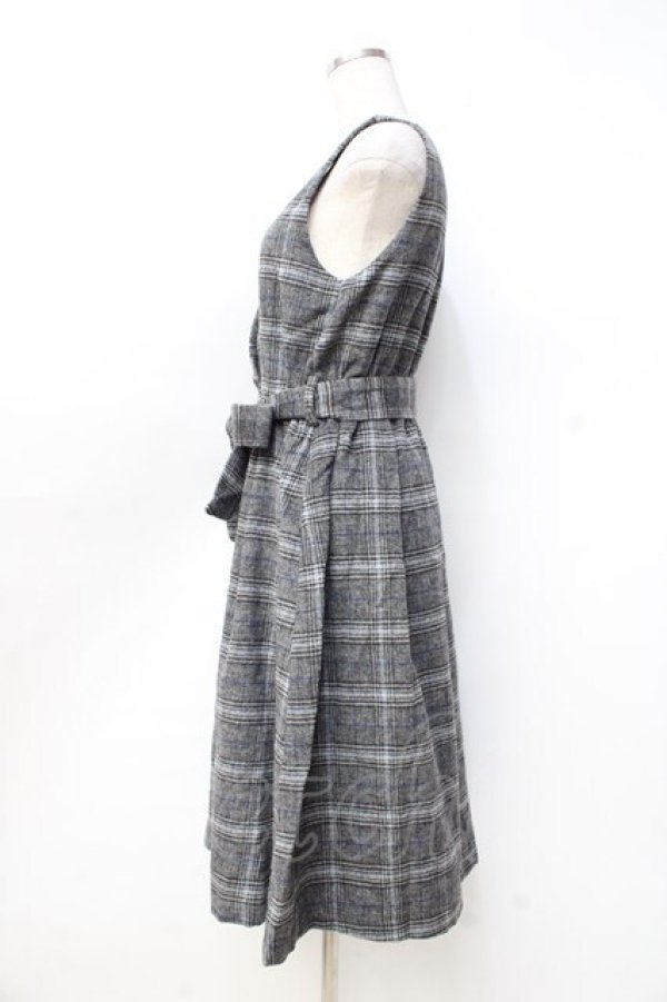 画像2: axes femme / シャギーチェックジャンスカ M グレー Y-25-09-25-081-AX-OP-SZ-ZI (2)