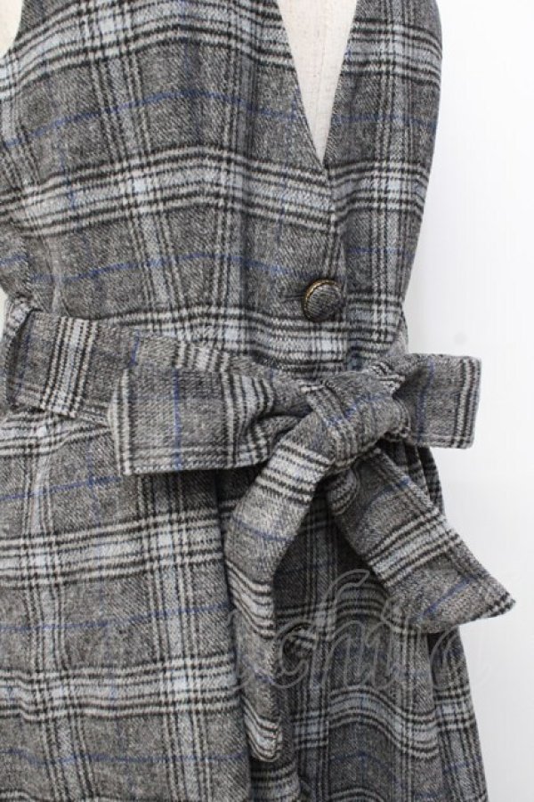 画像4: axes femme / シャギーチェックジャンスカ M グレー Y-25-09-25-081-AX-OP-SZ-ZI (4)