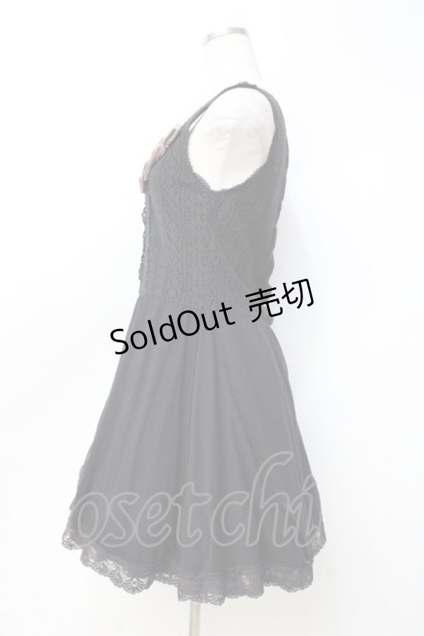 画像2: axes femme / ベロア使いワンピース M 黒 Y-25-09-25-086-AX-OP-SZ-ZI (2)