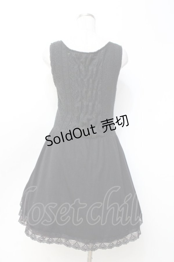 画像3: axes femme / ベロア使いワンピース M 黒 Y-25-09-25-086-AX-OP-SZ-ZI (3)