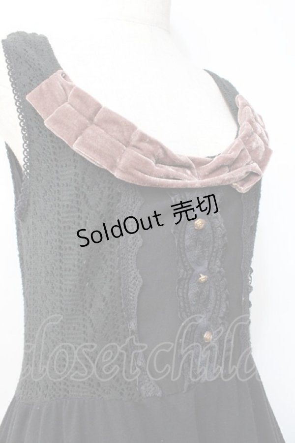 画像4: axes femme / ベロア使いワンピース M 黒 Y-25-09-25-086-AX-OP-SZ-ZI (4)