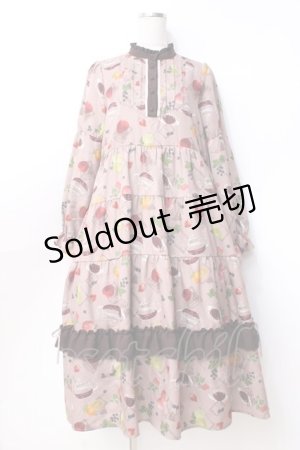 画像: axes femme / フルーツティ柄ティアードワンピース  ブラウン Y-25-09-25-095-AX-OP-SZ-ZI