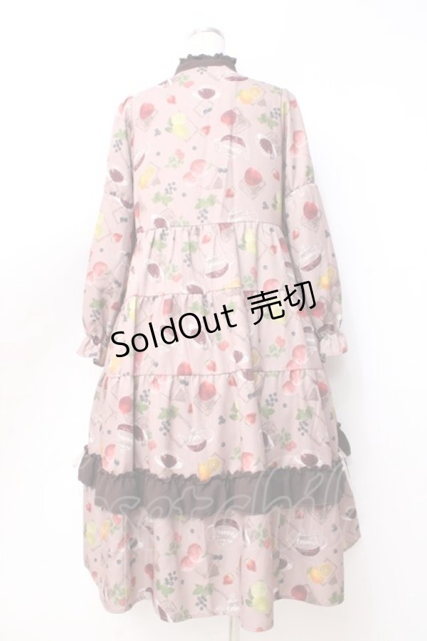 画像3: axes femme / フルーツティ柄ティアードワンピース  ブラウン Y-25-09-25-095-AX-OP-SZ-ZI (3)