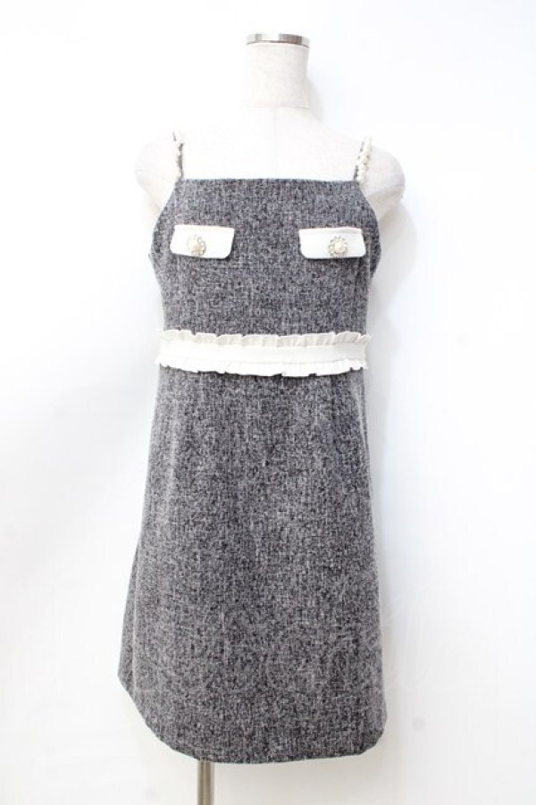 画像1: evelyn / パールショルダーワンピース  グレー Y-25-09-25-097-LO-OP-SZ-ZY (1)