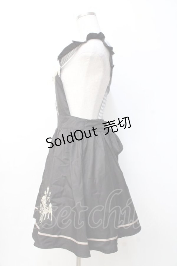 画像2: axes femme / バンビ刺繍ジャンパースカート  黒 Y-25-09-25-101-AX-OP-SZ-ZY (2)